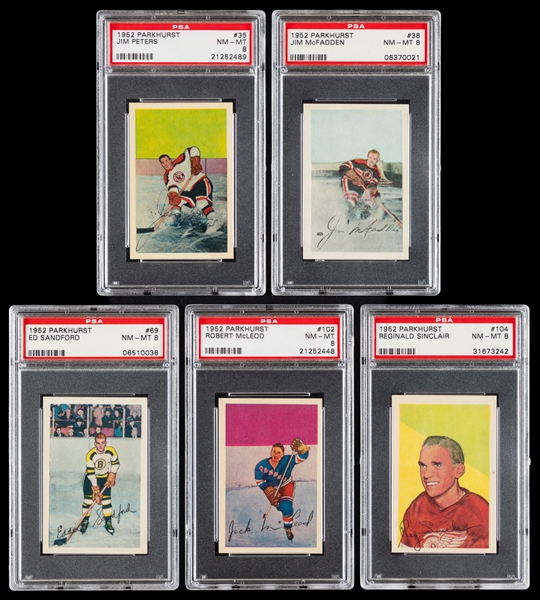 1952-53 Parkhurst PSA-Graded Hockey Cards (5) - All Graded NM-MT 8