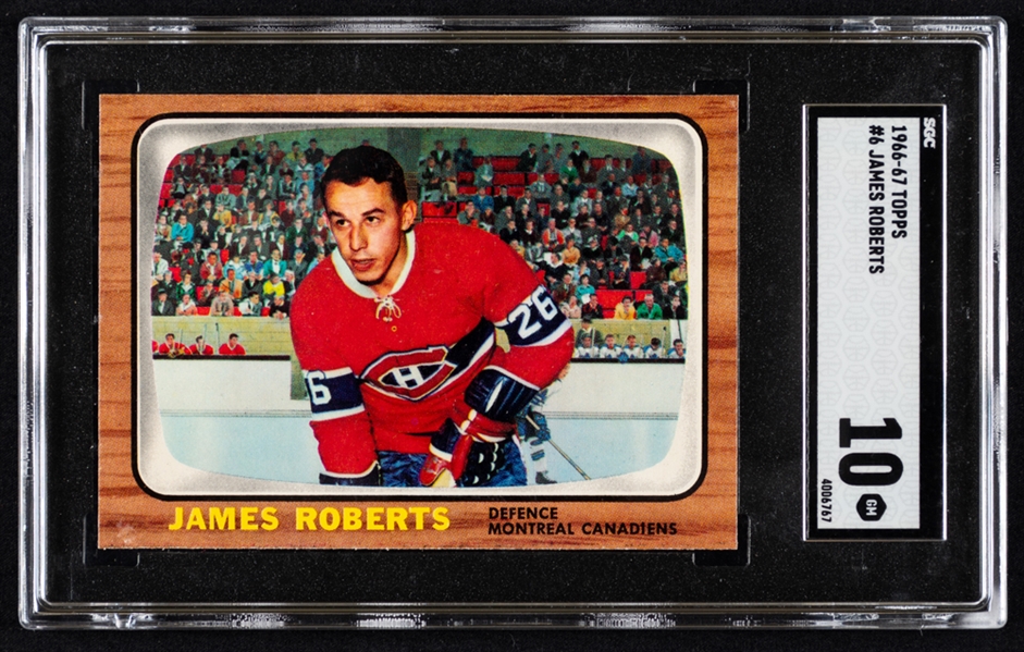 1966-67 Topps Hockey Card #6 James Roberts - Graded SGC GM 10 - Pop-1 Highest Graded!