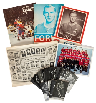 Dave Balons 1960s Montreal Canadiens Memorabilia Collection Including Programs, Molson Team Pictures, Photos and Postcards from His Personal Collection with LOA