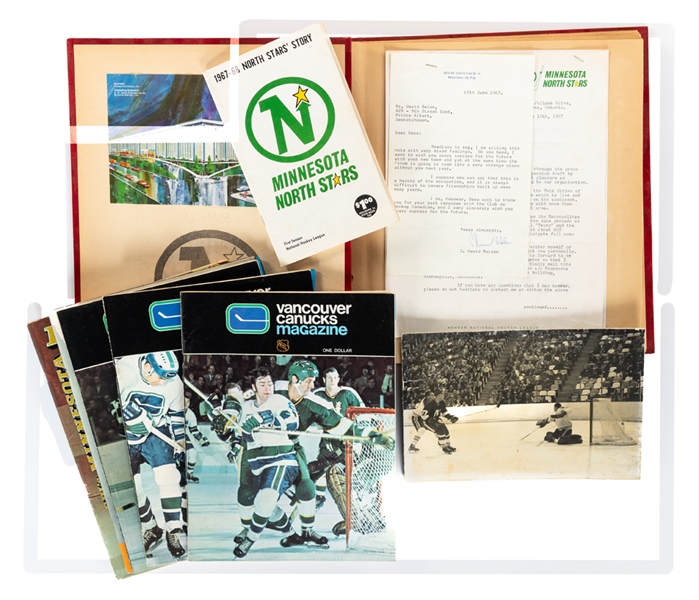 Dave Balons Late-1960s/Early-1970s Minnesota North Stars and Vancouver Canucks Memorabilia Collection Plus Career Scrapbooks (2) from His Personal Collection with LOA