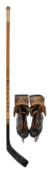 Dave Balons Late-1960s/Early-1970s New York Rangers Game-Used Skates and Stick from His Personal Collection with LOA