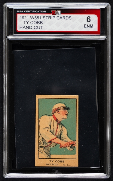 1921 W551 Strip Cards Hand Cut Baseball Card of HOFer Ty Cobb - Graded KSA 6