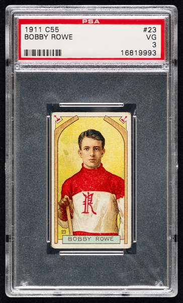 1911-12 Imperial Tobacco C55 Hockey Card #23 Bobby Rowe Rookie - Graded PSA 3