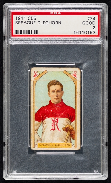 1911-12 Imperial Tobacco C55 Hockey Card #24 HOFer Sprague Cleghorn Rookie - Graded PSA 2