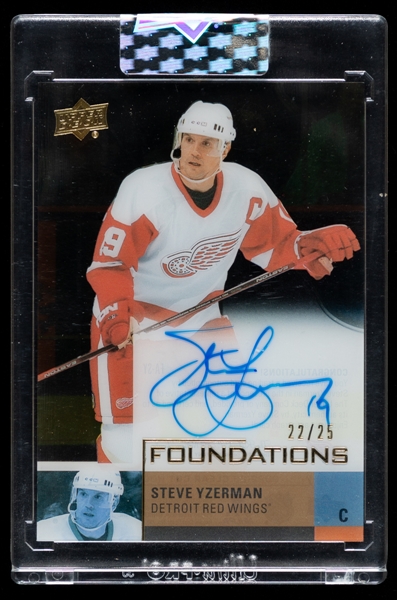 2022-23 Upper Deck Clear Cut Foundations Signed Limited-Edition Hockey Card #FA-SY HOFer Steve Yzerman (22/25)