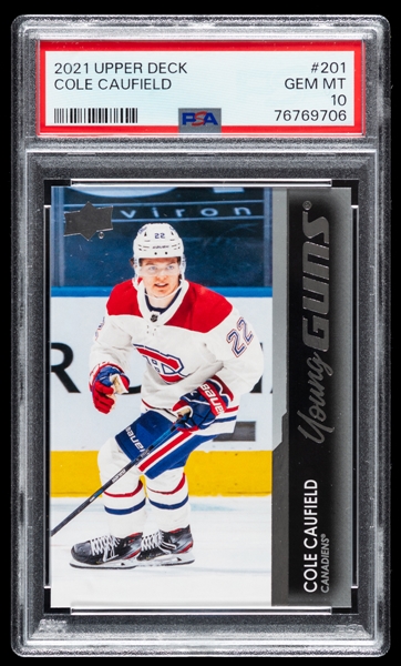 2021-22 Upper Deck Young Guns Hockey Card #201 Cole Caufield Rookie - Graded PSA GEM MT 10