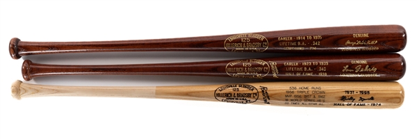 Babe Ruth, Lou Gehrig and Mickey Mantle Commemorative Louisville Slugger Career Achievements Baseball Bat Collection of 3 