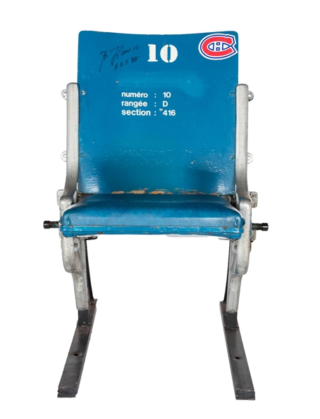 Deceased HOFer Guy Lafleur Signed Montreal Forum #10 Blue Seat with COA