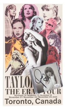 American Singer/Songwriter Taylor Swift Signed with Small Heart 2024 The Tortured Poets Department CD with JSA Basic Cert Plus The Eras Tour Toronto Concert Poster 