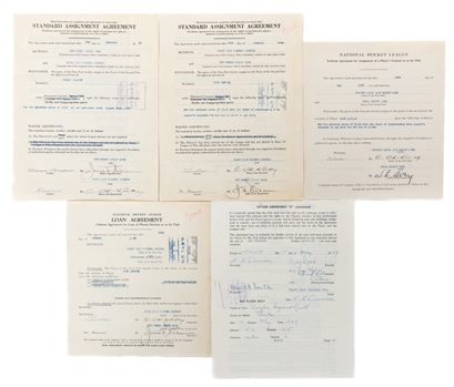 Toronto Maple Leafs 1940s/1950s Official Document Collection of 4 Signed by Deceased HOFer Hap Day