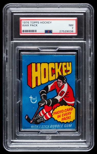 1976-77 Topps Hockey Unopened Wax Pack - Graded PSA NM 7 - Bryan Trottier Rookie Card Year