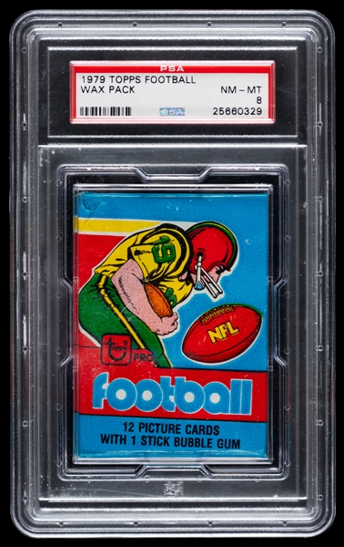 1979 Topps Football Unopened Wax Pack - Graded PSA NM-MT 8 - Earl Campbell and James Lofton Rookie Card Year