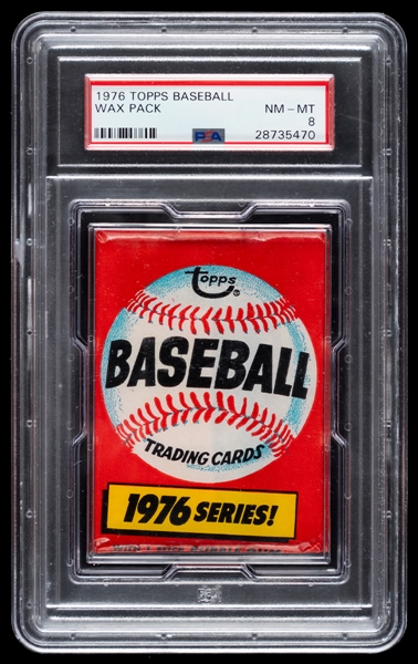 1976 Topps Baseball Unopened Wax Pack - Graded PSA NM-MT 8 - Dennis Eckersley Rookie Card Year - Brett, Young and Carter 2nd Year Cards