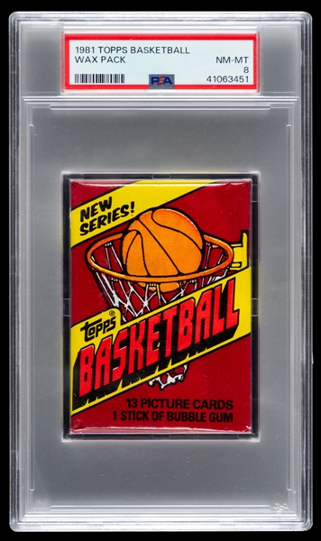 1981-82 Topps Basketball Unopened Wax Pack - Graded PSA NM-MT 8 - Kevin McHale Rookie Card Year