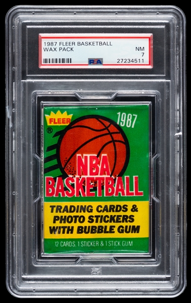 1987-88 Fleer Basketball Unopened Wax Pack - Graded PSA NM 7 - Michael Jordan 2nd Year Card