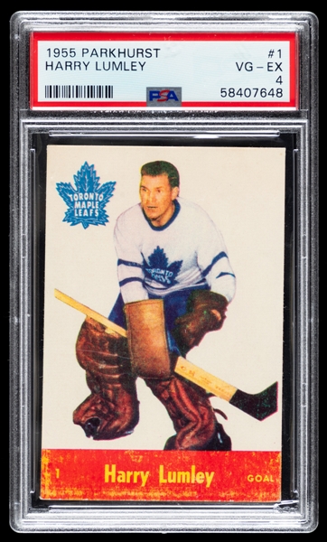 1955-56 Parkhurst Hockey Card #1 HOFer Harry Lumley - Graded PSA 4