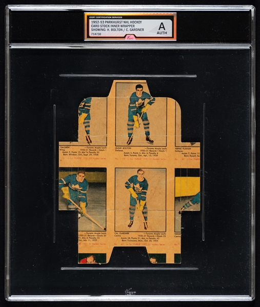 1952-53 Parkhurst Hockey Card Wrapper Box (1951-52 Uncut Sheet Variation) -  Graded iCert Authentic