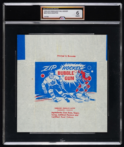 1959-60 Parkhurst Hockey Wrapper - Graded iCert ENM 6