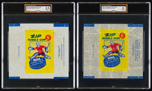 1961-62 Parkhurst Hockey Wrappers (2 - With Text Variations) - Graded iCert VG+ 3.5 and VG 3