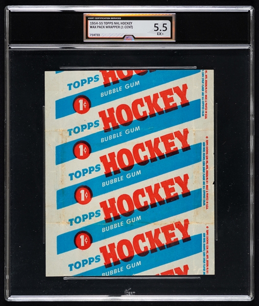 1954-55 Topps Hockey 1-Cent Wrapper - Graded iCert EX+ 5.5