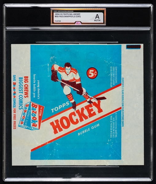 1954-55 Topps Hockey 5-Cent Wrapper - Graded iCert Authentic