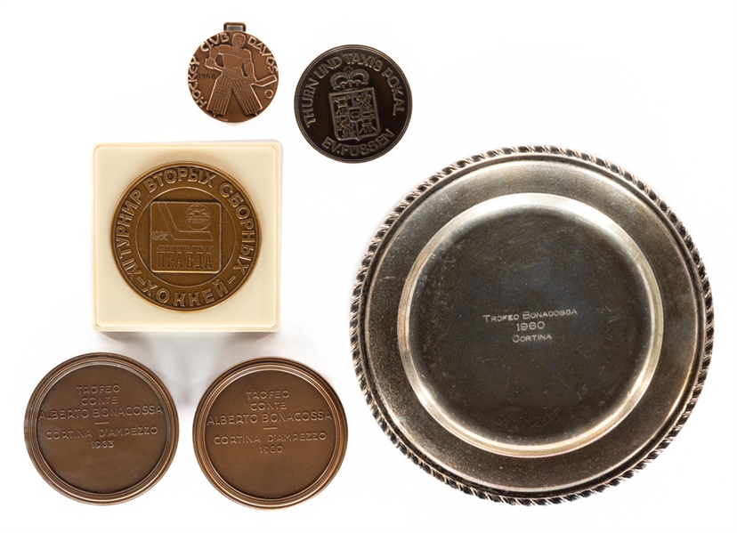 Large 1950s to 2010s International Ice Hockey Federation Memorabilia Collection Including 1968 Spengler Cup Bronze Medal, Pins, Coins and More from Kimmo Leinonens Personal Collection with LOA