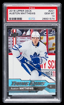 2016-17 Upper Deck Young Guns Hockey Card #201 Auston Matthews Rookie – Graded PSA GEM MT 10