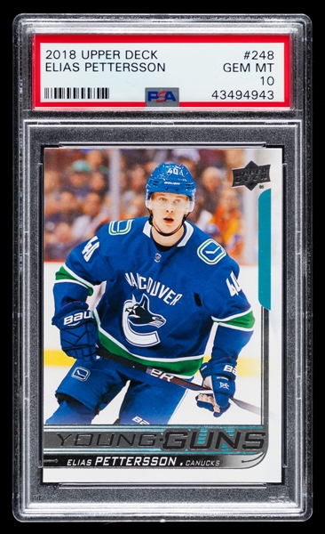 2018-19 Upper Deck Young Guns Hockey Card #248 Elias Pettersson Rookie - Graded PSA GEM MT 10