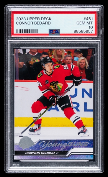 2023-24 Upper Deck Young Guns Hockey Card #451 Connor Bedard Rookie - Graded PSA GEM MT 10