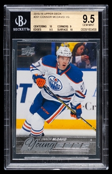 2015-16 Upper Deck Young Guns Hockey Card #201 Connor McDavid Rookie - Graded Beckett GEM MT 9.5