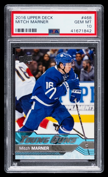 2016-17 Upper Deck Young Guns Hockey Card #468 Mitch Marner Rookie – Graded PSA GEM MT 10