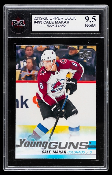 2019-20 Upper Deck Young Guns Hockey Card #493 Cale Makar Rookie - Graded KSA NGM 9.5