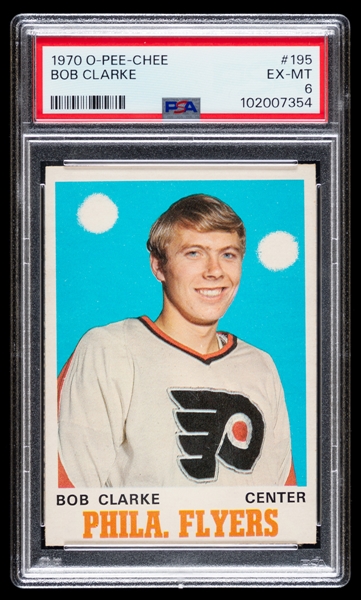 1970-71 O-Pee-Chee Hockey Card #195 HOFer Bobby Clarke Rookie - Graded PSA 6