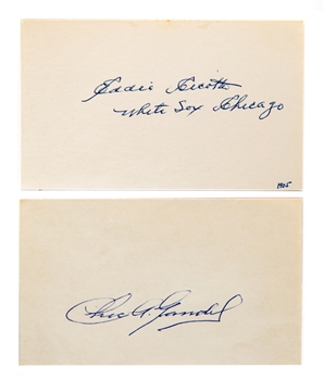 Chicago "Black Sox" Eddie Cicotte and Chick Gandil Signed Index Cards with JSA Auction LOA