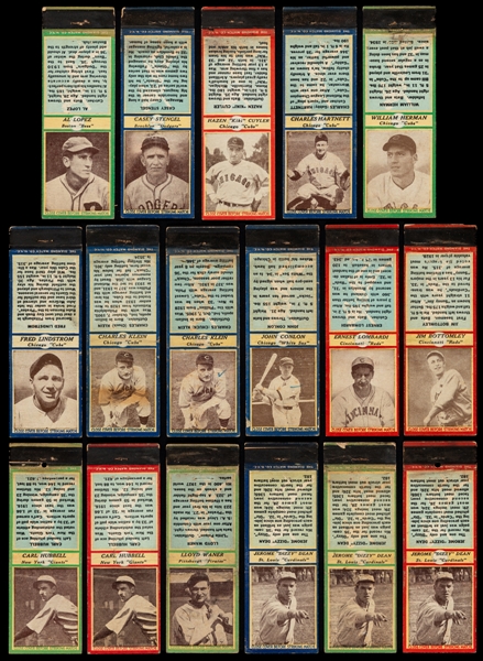 1935-36 U3-1 Diamond Matchbooks Baseball Matchbook Near Complete Set (121/156) Plus Extras (29)