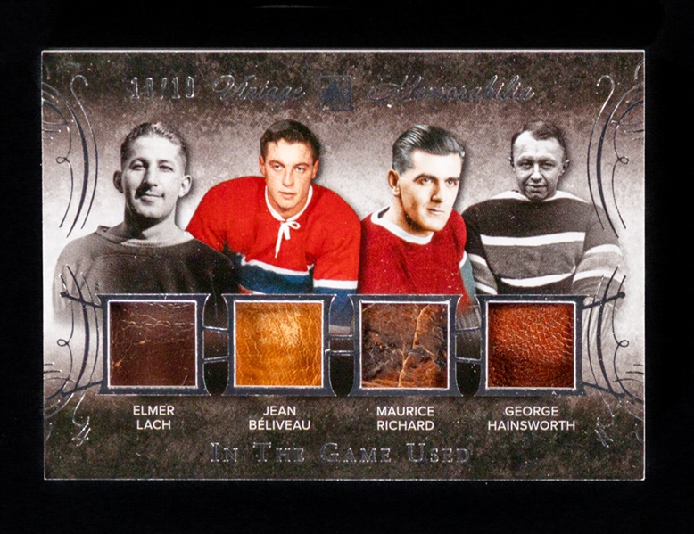 2015-16 ITG In The Game Used Vintage 4 Memorabilia Hockey Card #VM4-06 Elmer Lach / Jean Beliveau / Maurice Richard / Toe Blake (10/10)