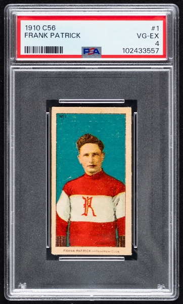 1910-11 Imperial Tobacco C56 Hockey Card #1 HOFer Frank Patrick Rookie - Graded PSA 4