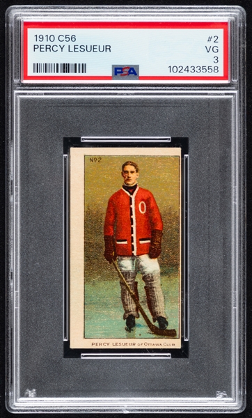 1910-11 Imperial Tobacco C56 Hockey Card #2 HOFer Percy LeSueur Rookie - Graded PSA 3