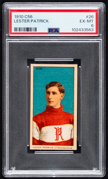 1910-11 Imperial Tobacco C56 Hockey Card #26 HOFer Lester Patrick Rookie - Graded PSA 6