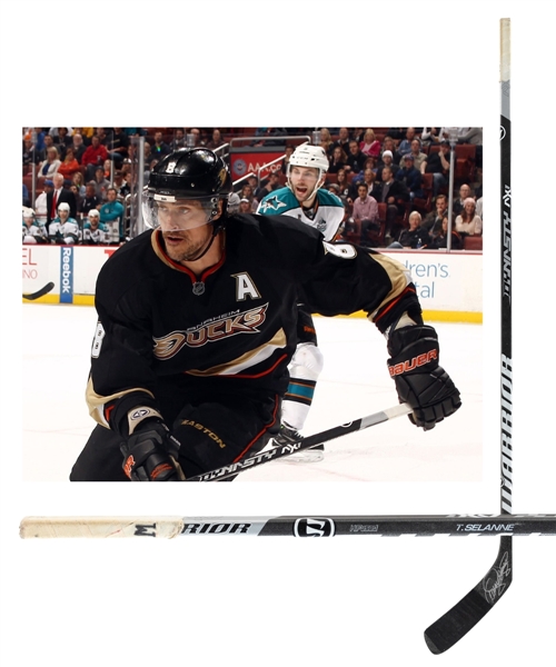 Teemu Selannes Early-to-Mid-2010s Anaheim Ducks Signed Warrior Dynasty AX1 Game-Used Stick