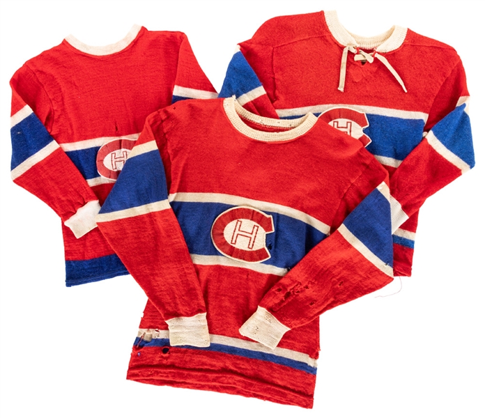 Vintage Montreal Canadiens Youth-Size Wool Jerseys (3) 