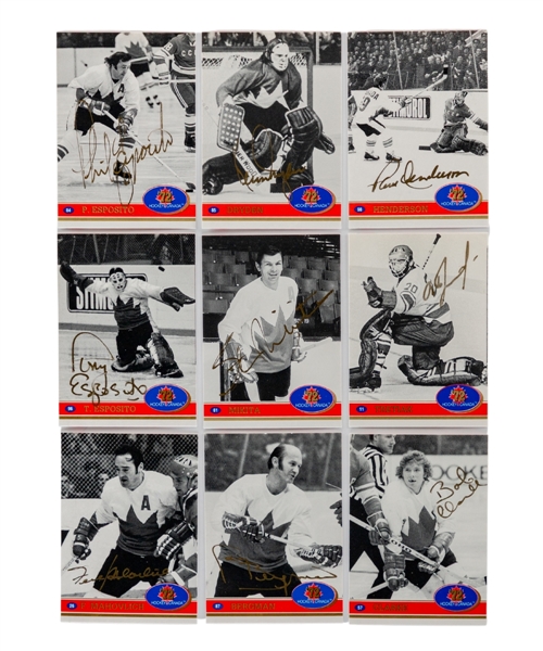 Frank Mahovlichs 1972 Team Canada "Future Trends"  Signed Limited-Edition 36-Card Set Plus Complete 101-Card Set and Frame with His Signed LOA