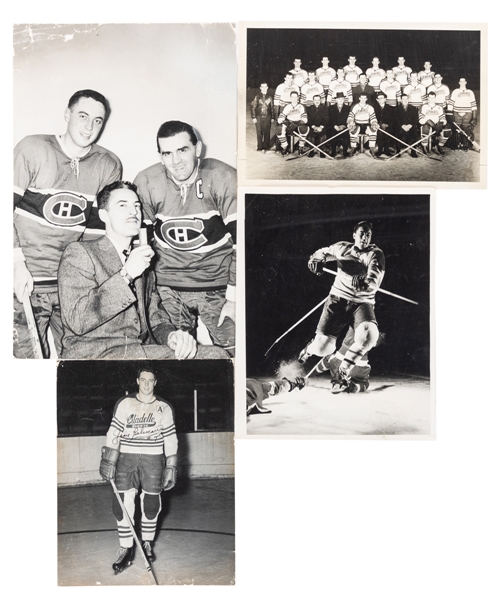 Jean Beliveaus Vintage Montreal Canadiens, Quebec Aces and Quebec Citadelles Photo Collection of 12 Originally From His Personal Collection with LOA