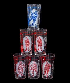1960-61 and 1961-62 Detroit Red Wings, Montreal Canadiens and Toronto Maple Leafs York Peanut Butter Glass Collection of 6 Including Gordie Howe (2)