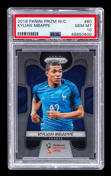 2018 Panini Prizm World Cup Soccer Card #80 Kylian Mbappe Rookie - Graded PSA GEM MT 10
