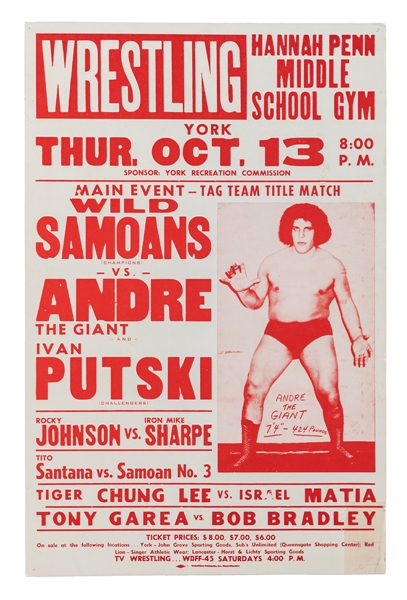 Andre the Giant & Ivan Putski vs Wild Samoans 1983 On Site Wrestling Poster (17" x 26")