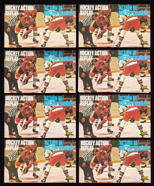 1972-73 Letraset Hockey Action Replay Transfers Complete Set of 24 with Intact Transfers Plus Near Complete Set in Unopened Packs (19/24) 