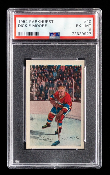 1952-53 Parkhurst Hockey Card #10 HOFer Dickie Moore Rookie - Graded PSA 6