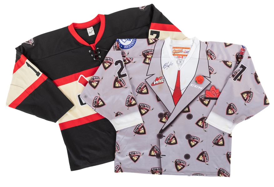 Marek Tvrdons 2011-12 "White Spots" Throwback and Brendan Semchuks 2017-18 "Don Cherry" WHL Vancouver Giants Game-Worn Jerseys 