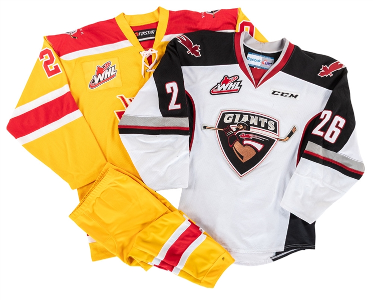 Arvin Atwals 2014-15 "Vancouver Blazers" Throwback and Ryely McKinstrys Mid-2010s WHL Vancouver Giants Game-Worn Jerseys 